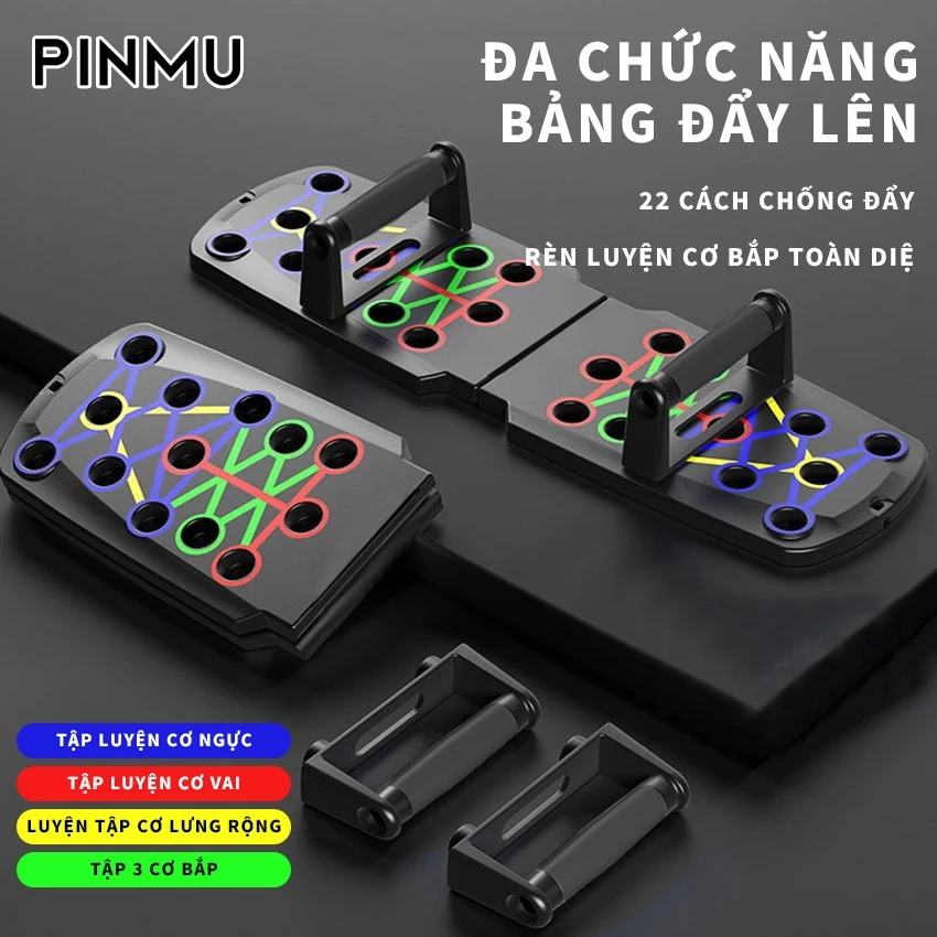 Chống Đẩy PINMU Hít Đất Bảng Tập Đẩy Đa Năng 3 Trong 1 Kiểu Dáng có vạch kẻ hướng dẫn