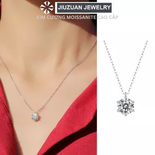 Dây chuyền bạc nữ đính đá Moissanite 7 ly vòng cổ nữ mặt đá tròn 6 chấu tinh tế sang trọng DC38