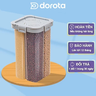 Hộp chia ngăn đựng thực phẩm DOROTA lọ bằng nhựa trong suốt để đồ khô các loại hạt ngũ cốc mỳ ý thể tích 2,3L AT343