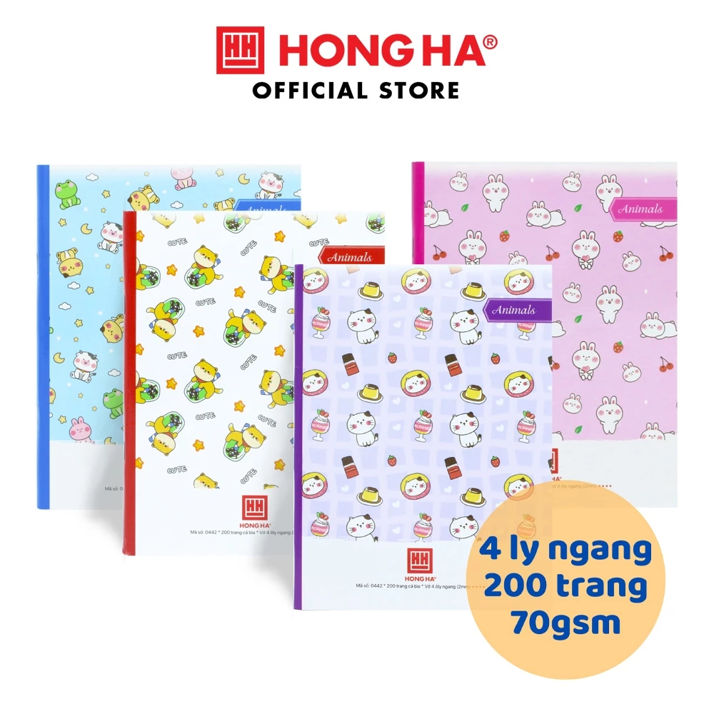 Vở 4 ô ly ngang 200 trang Hồng Hà Class Animals  - 0442  | Vở học sinh miền Trung - miền Nam