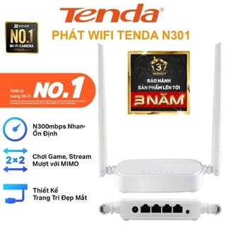 Bộ Phát WiFi Tenda N301 Chuẩn N 300Mbps, Băng tần 2.4GHz, Dễ Dàng Quản Lý Hàng Chính Hãng- Bảo Hành 36 Tháng