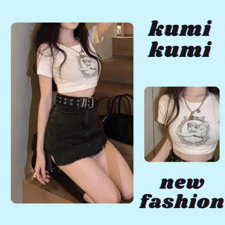 Áo Thun Croptop In Hình Thiên Thần Kumi