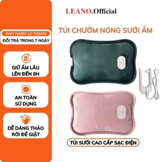 Túi chườm nóng vải nhung mềm mại, Giữ ấm lên đến 8H sạc điện tự ngắt an toàn chống cháy nổ