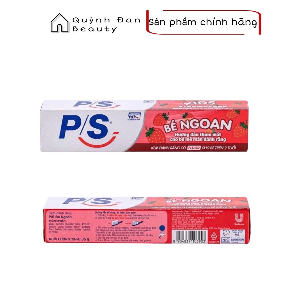 Kem đánh răng cho bé P/S Bé ngoan hương dâu 35g