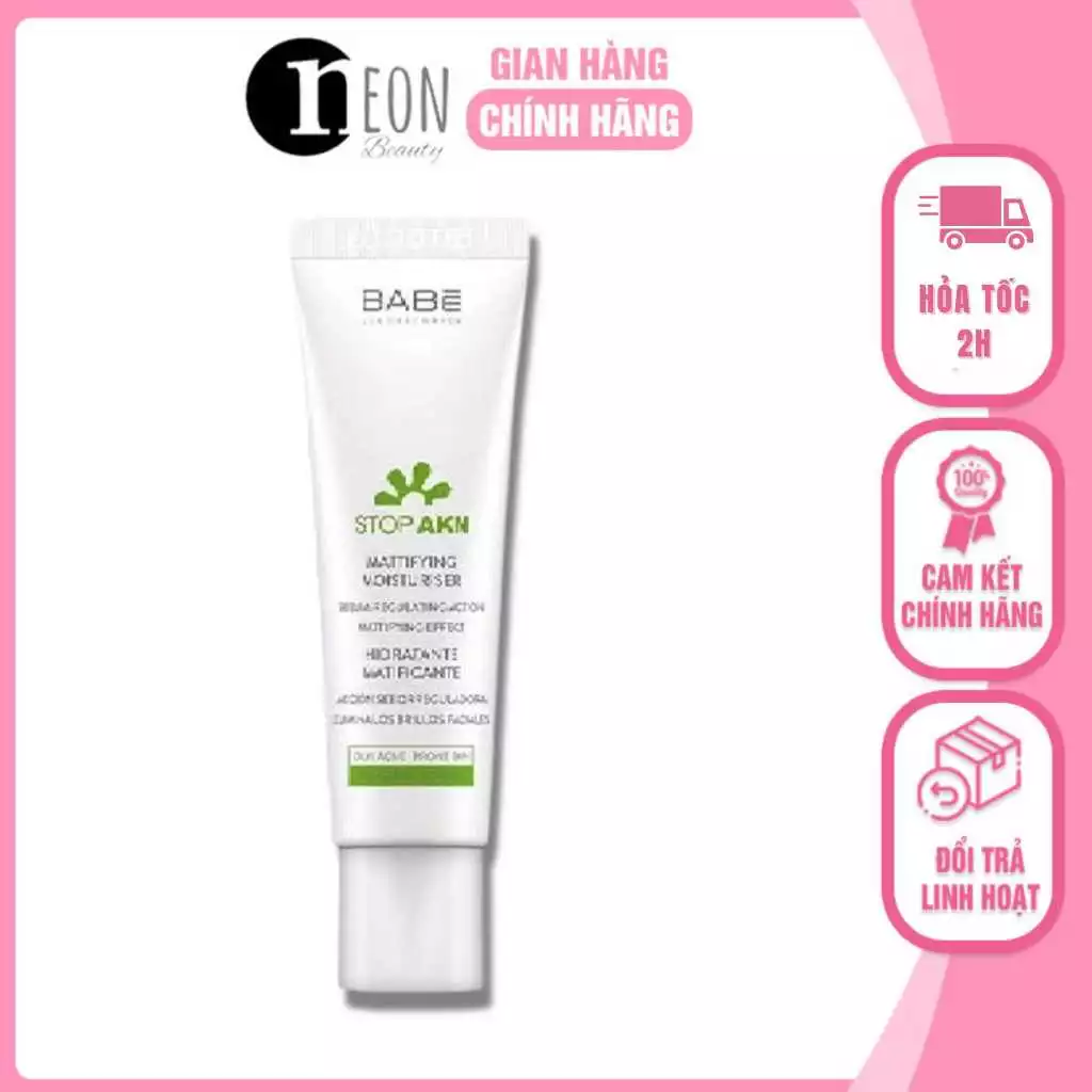 [HÀNG CTY] Kem dưỡng ẩm ngăn ngừa mụn, giảm bóng nhờn cho da dầu mụn Babe Stop AKN Mattifying Moisturiser 50ml