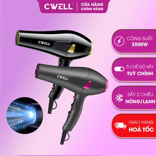 Máy sấy tóc công suất lớn CWELL 2500W, 3 chế độ nhiệt 2 chế độ gió, tạo kiểu và chăm sóc tóc Chuẩn Salon C06HD