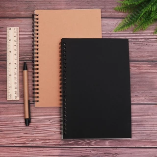 Sổ lò xo A5 B5 bìa Kraff nâu đen Giấy Kẻ Ngang, Caro làm sổ tay, sổ ghi chép, take notes, bujo