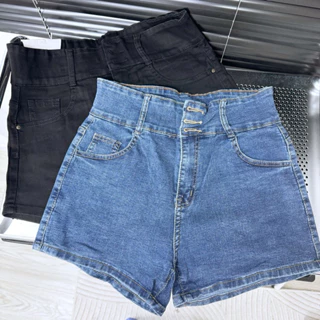 OOTD BIGSIZE | Quần short jean co giãn trơn cạp 3 cúc