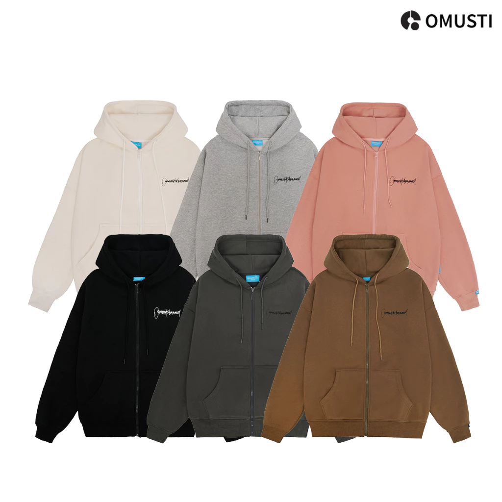 Áo Hoodie Khóa Zịp Local Brand 100% Cotton Nỉ Bông Omusti Chữ Lồng