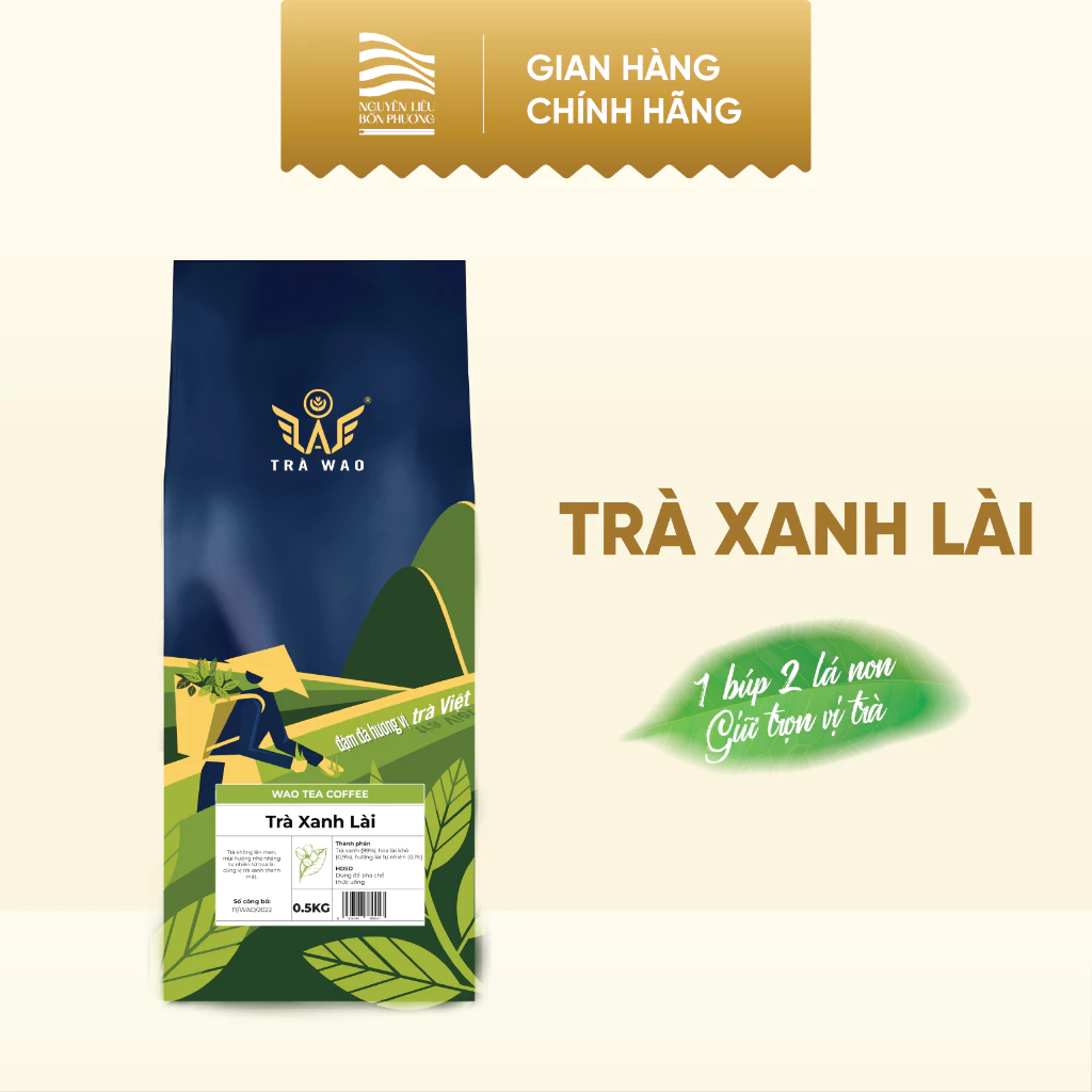 Trà Xanh Nhài WAO (500g) pha trà trái cây cực ngon, hương nhài tự nhiên