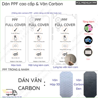 Dán PPF & Vân Carbon Vivo Y17S cho màn hình, mặt lưng,full viền loại trong, nhám chuẩn xịn