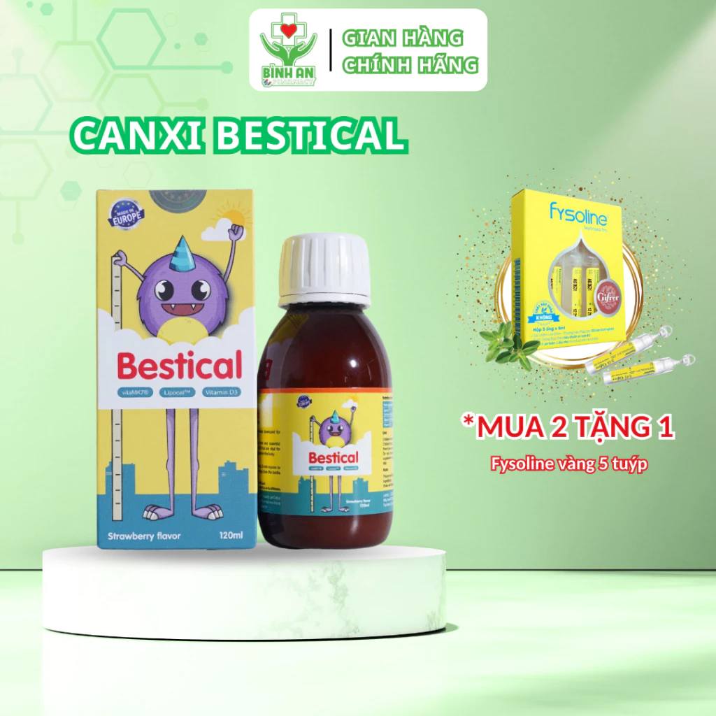 Canxi sinh học Bestical - Giúp xương chắc khỏe, bé phát triển chiều cao, vị thơm ngon, dễ uống - 120ml - NT Bình An