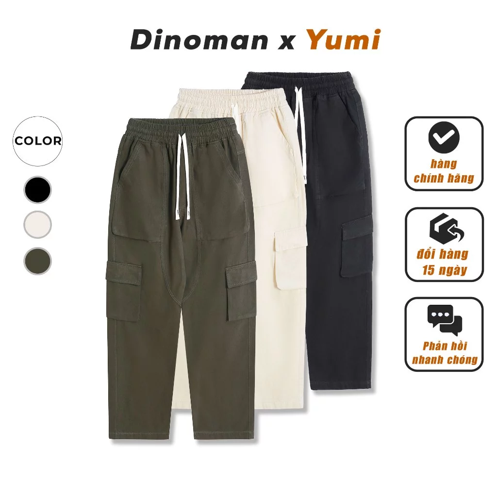 Quần Cargo Pant Nam Nữ DINOMAN  Nhất Vải Kaki 300gsm Cao Cấp, Quần Túi Hộp Ống Rộng  QTH01-3