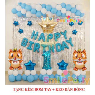 Set Bóng Trang Trí Sinh Nhật Cho Bé Trai/ Bé Gái 1 Tuổi Nhiều Mẫu (Tặng số Tuổi Và Bơm Keo)