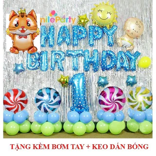 Combo bóng trang trí sinh nhật Happy Birthday cho Bé, set bóng mừng thôi nôi