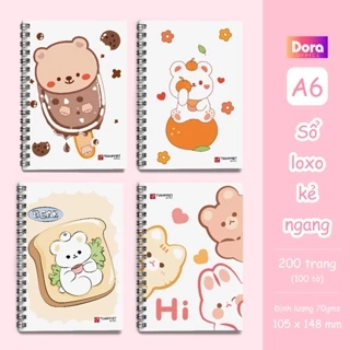 Sổ lò xo sổ tay A6 kẻ ngang 200 trang Dora phong cách hàn quốc cute tập vở ghi chép dành cho học sinh