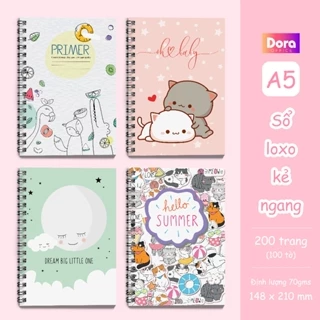 Sổ lò xo sổ tay A5 kẻ ngang 200 trang Dora phong cách hàn quốc cute tập vở ghi chép dành cho học sinh