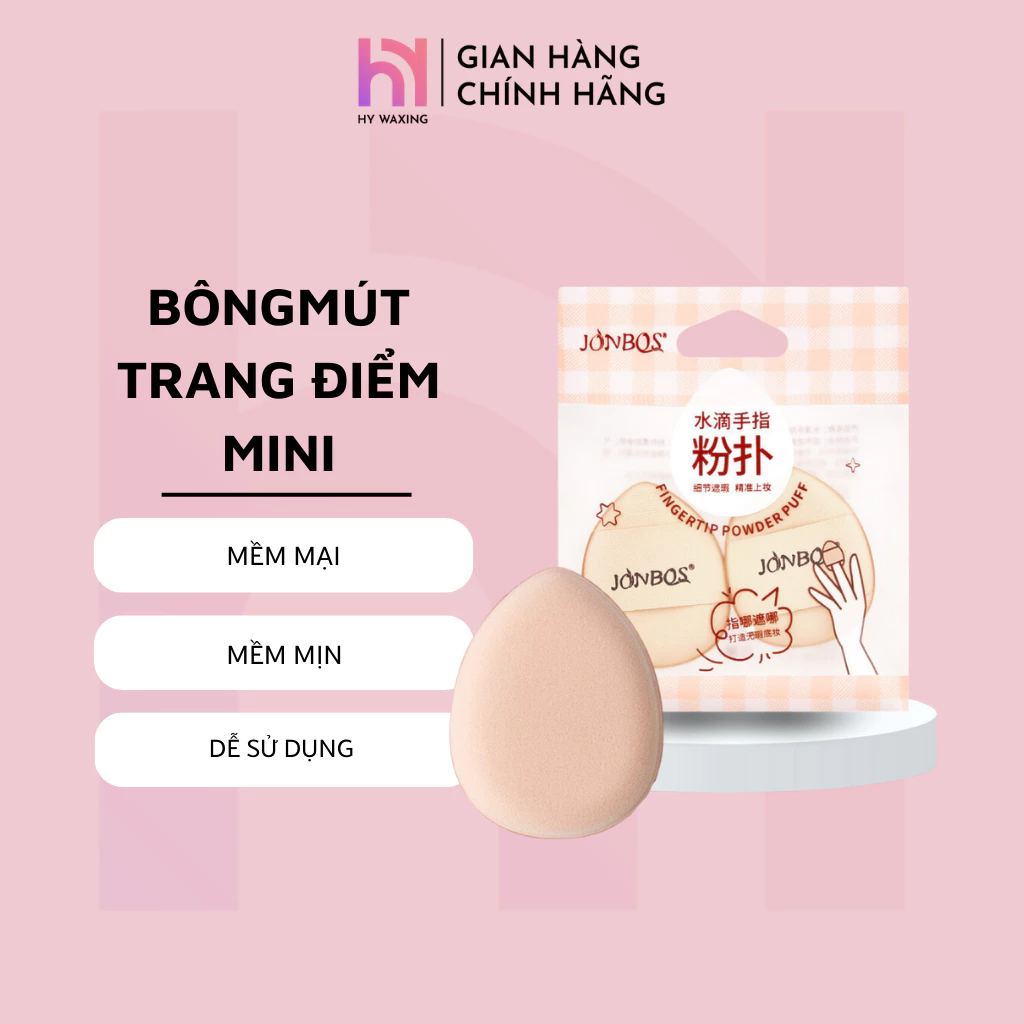 Set 2 Mút Trang Điểm Mini Finger Puff  HY WAXING  Tán Kem Nền, Kem Che Khuyết, Cushion CI-057