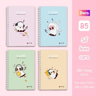 Sổ lò xo sổ tay B5 caro 180 trang Dora phong cách hàn quốc cute tập vở ghi chép dành cho học sinh