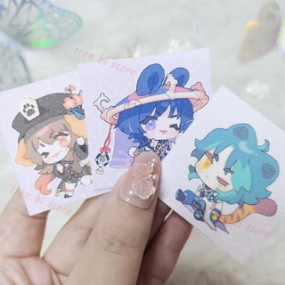 Sticker Genshin Impact chibi 4,8 cm Kim tuyến 48 cái nhiều nhân vật Scara, Zhongli, Xiao, Kazuha, Ayato, Ayaka,.........