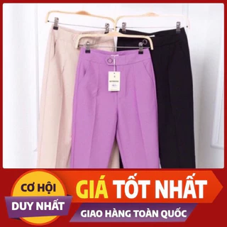 Quần Baggy nữ-chất vải vitex cao cấp-Quần vải công sở nữ khoá giữa -cạp có đính khuyên  tròn