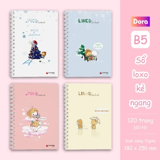 Sổ lò xo sổ tay B5 kẻ ngang 120 trang Dora phong cách hàn quốc cute tập vở ghi chép dành cho học sinh