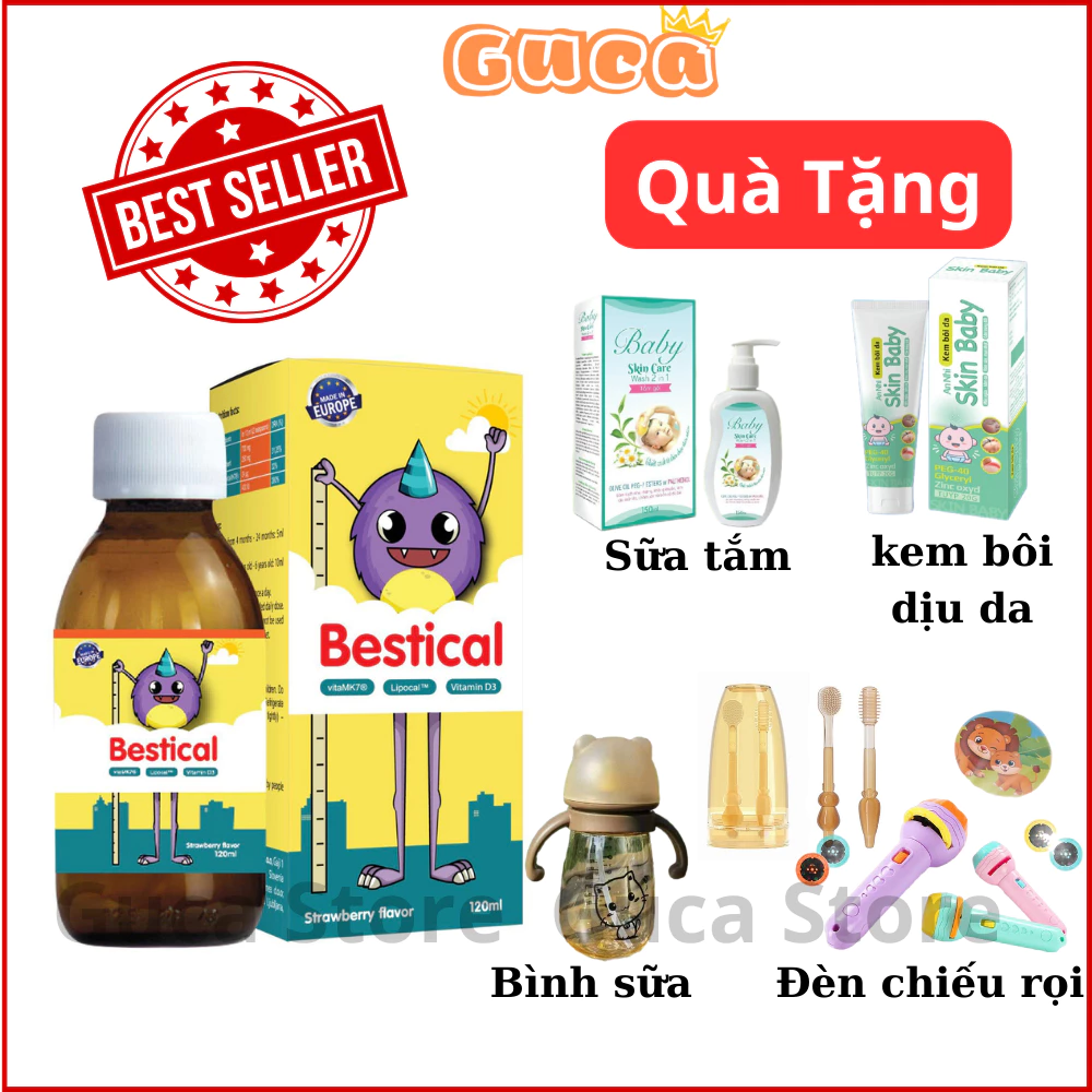 Canxi cho bé bestical bổ sung canxi d3 k2 giúp phát triển chiều cao,xương răng chắc khỏe lọ 120ml