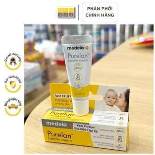 Kem nứt đầu ti Medela Purelan 7g/37g, chiết xuất mỡ cừu, kem bôi ti và chăm sóc núm ti an toàn cho mẹ -minjeebaby