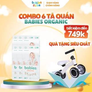 [Combo 6 Bịch + Quà] Tã Bỉm Quần Babies Organic có đủ size thương hiệu Việt thấm hút cực nhanh, chống tràn, siêu mềm mị