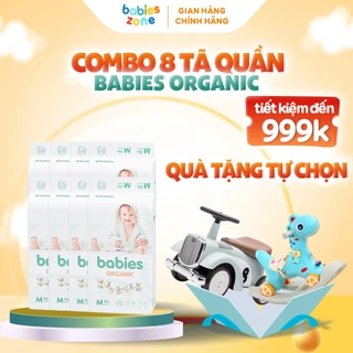 [Combo 8 Bịch + Quà] Tã Bỉm Quần Babies Organic có đủ size thương hiệu Việt thấm hút cực nhanh, chống tràn, siêu mềm mị