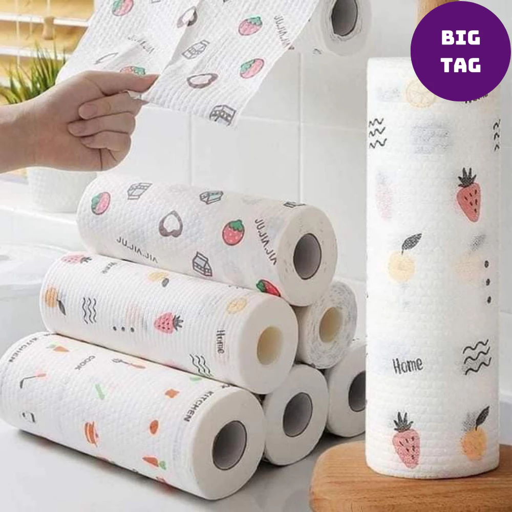 khăn lau bếp đa năng cuộn 40 tờ có thể tái sử dụng, khăn khô lau bếp KL2001
