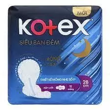 COMBO 4 GÓI Băng Vệ Sinh Kotex Siêu Ban Đêm Dày Cánh 28Cm gói 12 Miếng