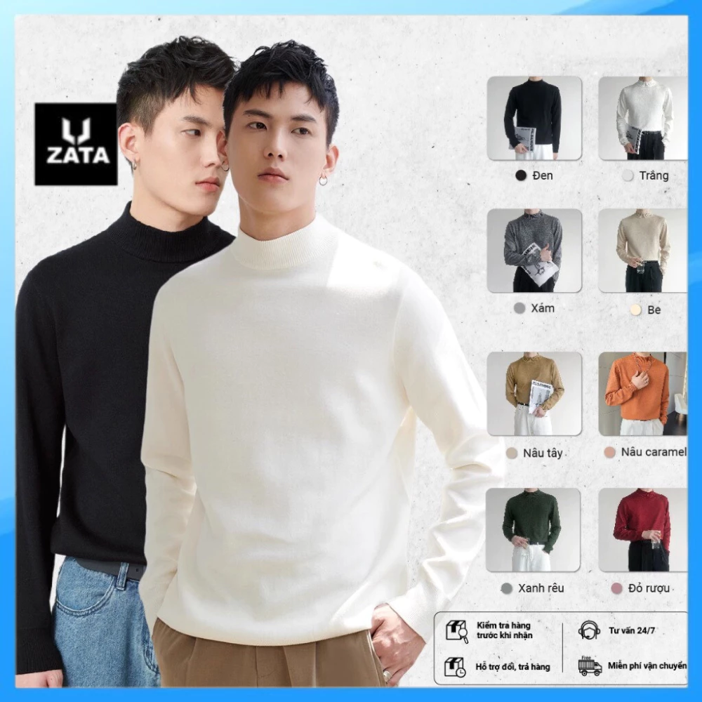 Áo Len Nam Nữ Quảng Châu DYACI Cổ Lọ 3 Phân Dài Tay Chất Lông Cừu Đẹp Ấm Thu Đông Kiểu Dáng Hàn Quốc Nhiều Màu AL96-ZATA