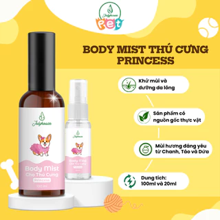 Bodymist khử mùi thú cưng Julyhouse 20ml/100ml Princess hương thơm từ chanh, táo, dứa khử mùi, hỗ trợ mượt lông