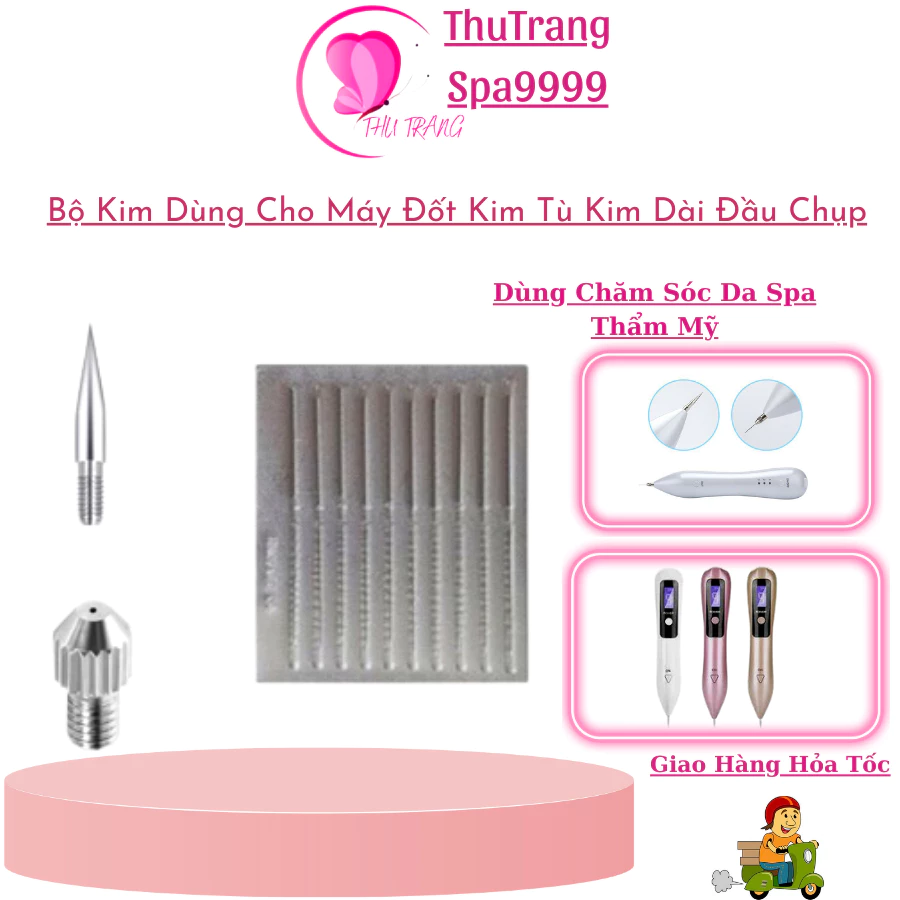 Bộ Kim Dùng Thay Thế Cho Máy Đốt Nốt Ruồi | Đầu Chụp Kim Đầu Kim Tù Vỉ Kim Dài.