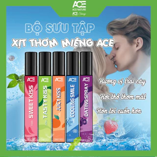 Xịt thơm miệng ACE Deep Kiss cho nam và nữ 10ml với 4 hương vị trái cây tự nhiên the mát khử mùi tức thì