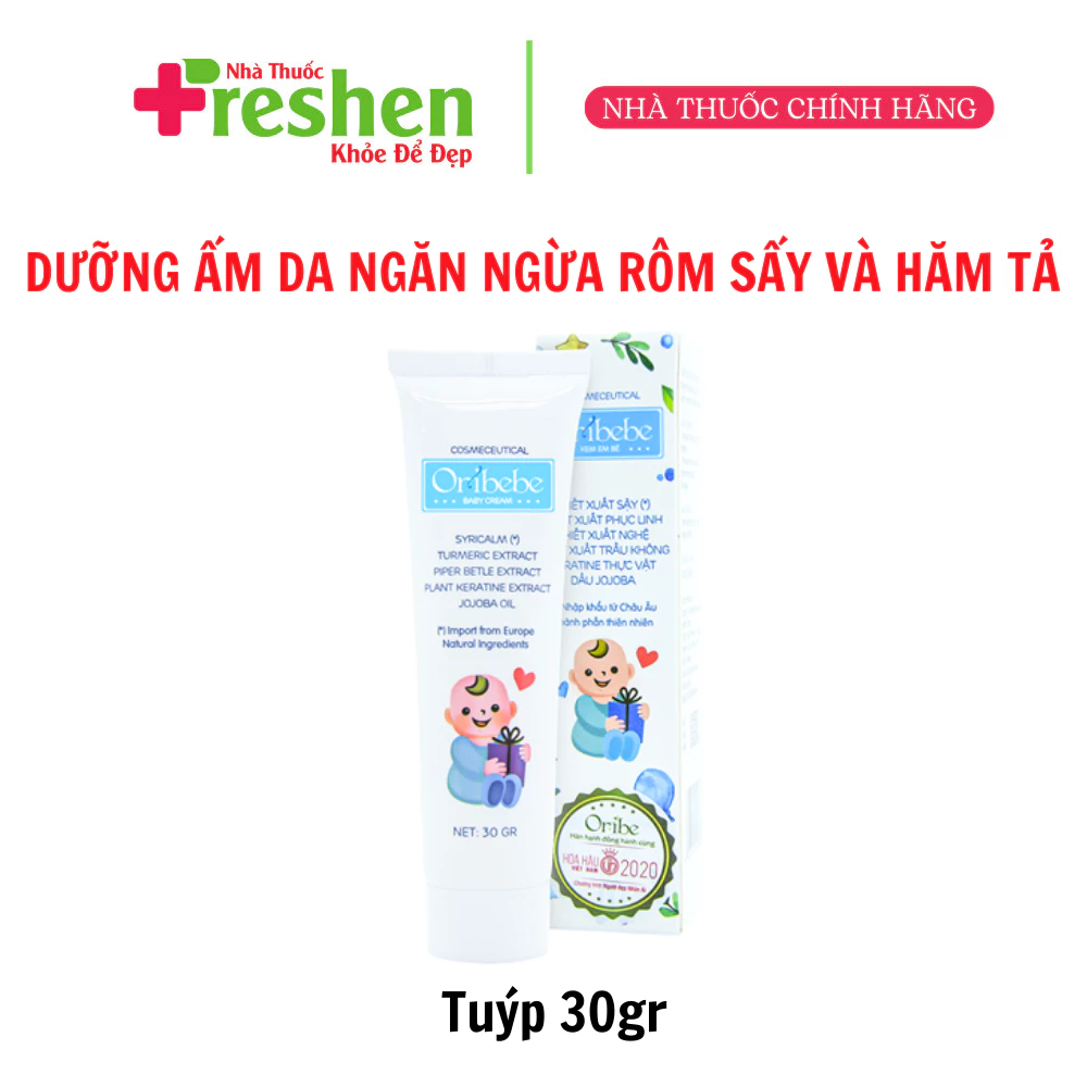 KEM DƯỠNG ẨM DA NGĂN NGỪA RÔM SẨY VÀ HĂM TẢ EM BÉ ORIBEBE 30G