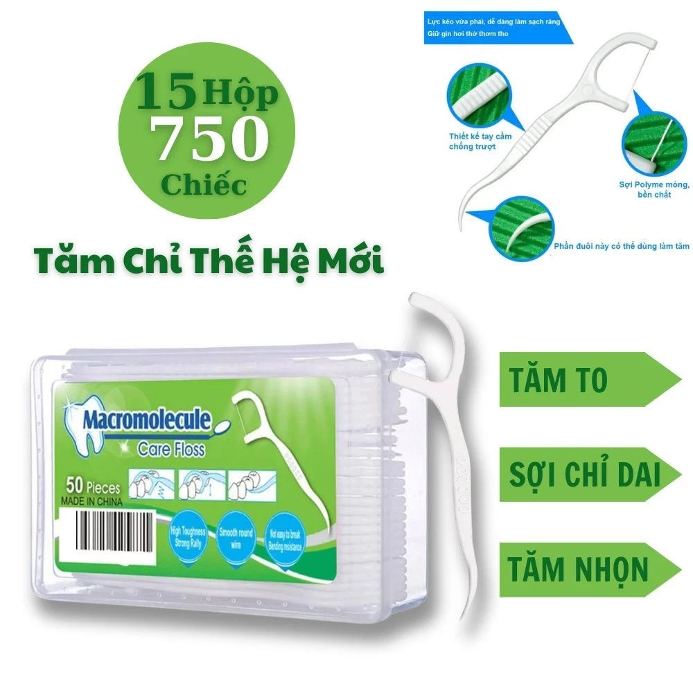 15 Hộp 750 chiếc Tăm Chỉ Nha Khoa MACROMOLECULE, Tăm Chỉ Tiệt Trùng