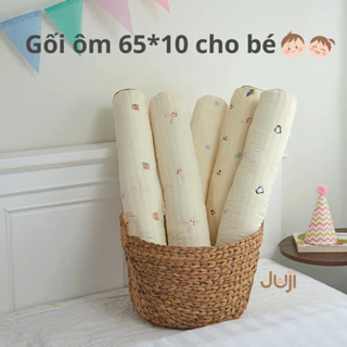 Gối ôm cho bé 65x10 phong cách Hàn Quốc, lụa Modal chần bông cao cấp, cho bé từ sơ sinh đến tiểu học, ruột gối lông vũ