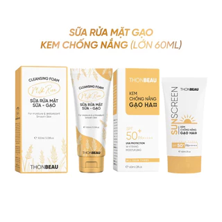 Kem Chống Nắng Gạo [Chai Lớn 60ml] + Sữa Rửa Mặt Gạo [Chai Lớn 100ml]