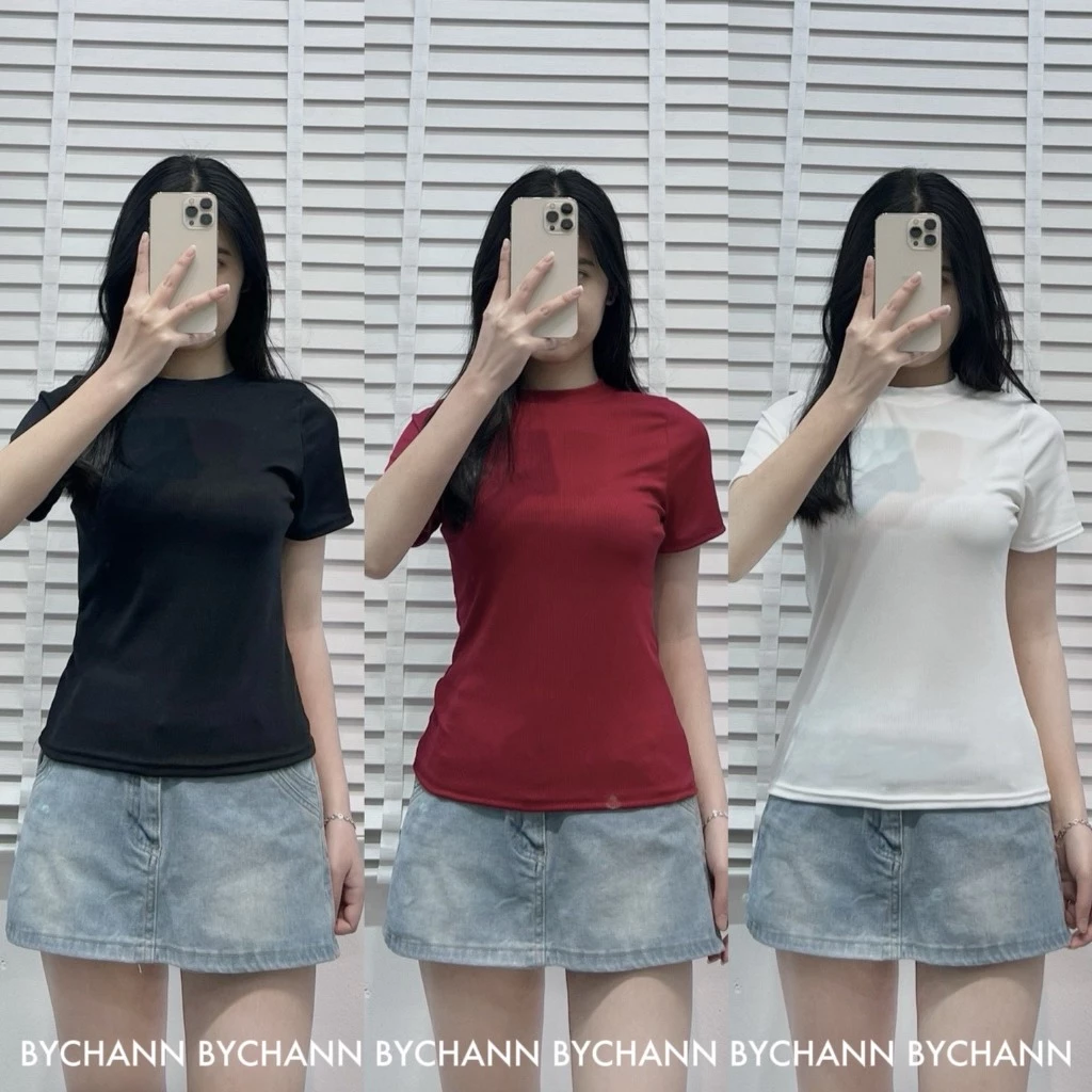 Áo Thun Tăm Body BY CHANN Co Dãn Cộc Tay Nhiều Màu