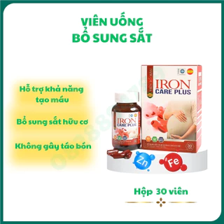 Viên bổ máu Iron Care Plus hộp 30 viên giúp bổ sung sắt hữu cơ, dễ hấp thu và không gây táo bón