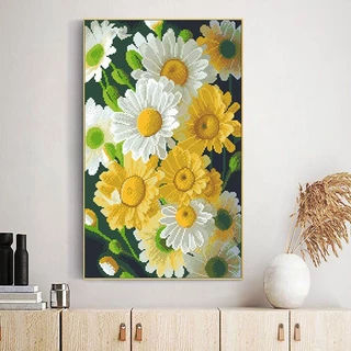 Tranh thêu chữ thập hoa hướng dương kt 40x60cm THÊU KÍN