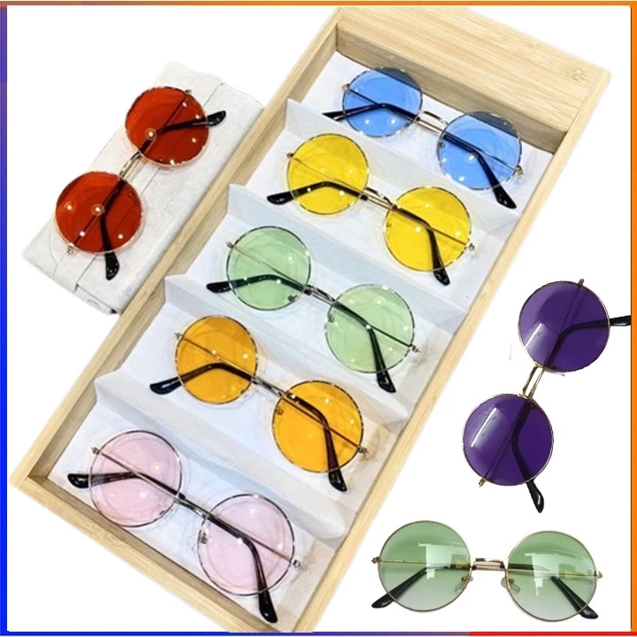 Kính Mắt Thầy Bói Unisex Nam Nữ Hàng Loại 1, Kính Râm Gọng Kim Loại Tròn Xoe Thời Trang Tết 2024 Chống Nắng UV FERADO