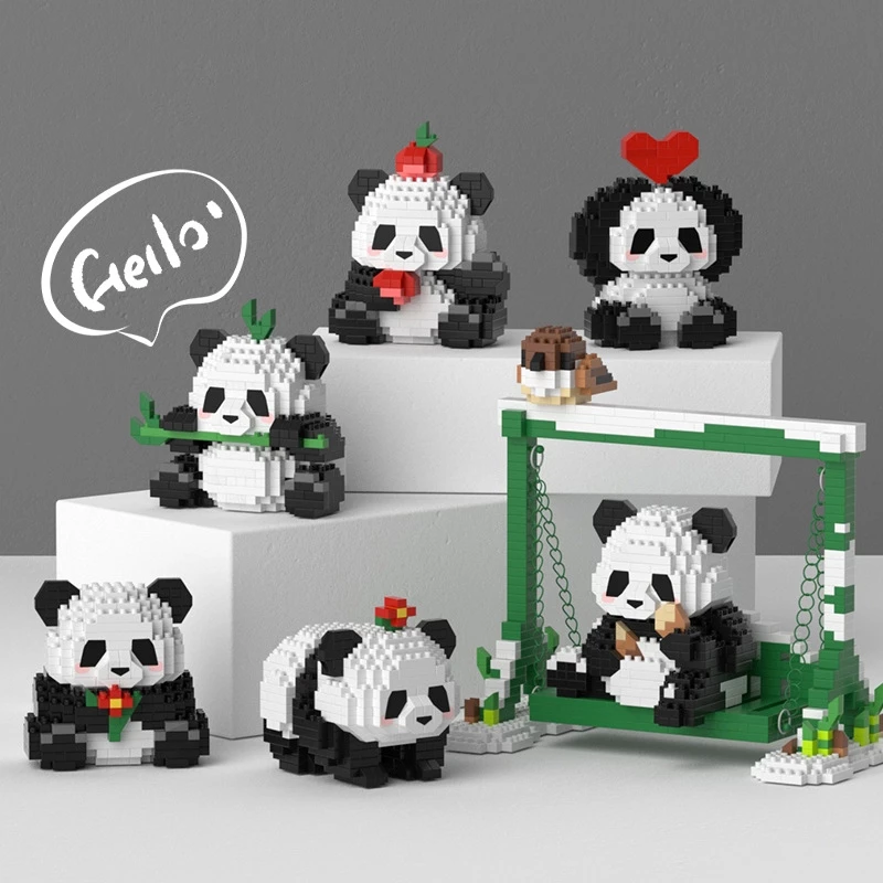 [CỰC HOT] Mô hình lắp ráp xếp hình cute gia đình gấu trúc Bao Fubao Baobao Huibao Aibao Songbao panda world quà tặng