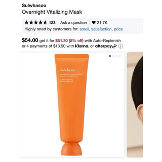 [5ml* 5 gói] Mặt nạ ngủ cho da Overnight Vitalizing Mask