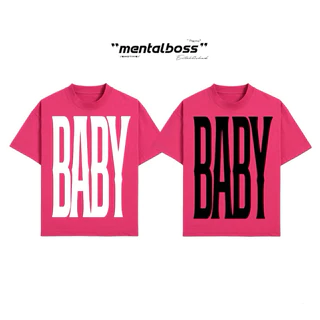 Áo thun màu hồng in chữ BABY Mentalboss big logo local brand unisex cotton cao cấp
