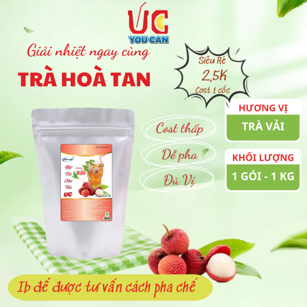 Trà Vải UC(1 gói 1kg) Hàng Công Ty, Thơm Ngon, Chuẩn Vị, Dễ Pha, Nước Uống Giải Khát