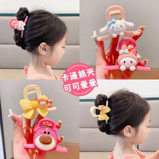 Sét 4 Kẹp Tóc Càng Cua Cho Bé Hình Hoạt Hình Gấu Dâu Lotso Cute, Thỏ Tai Dài, Thỏ Melody