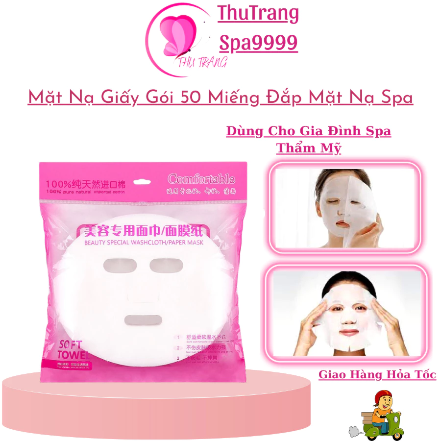 Mặt Nạ Giấy Gói 50 Miếng Dùng Đắp Mặt Nạ Bột | Dưỡng Chất Dùng Cho Cá Nhân Spa Thẩm Mỹ.